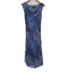 Y2K City Triangles Womens Draped Neck Midi Dress Size S Lavender Floral Fairy